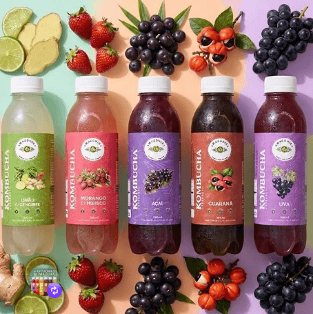 AMAZONIKA KOMBUCHA SABOR DE MORANGO 500ML