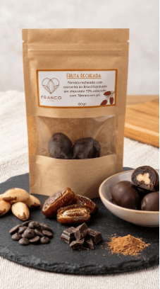 FRUTA RECHEADA - TÂMARA COM CASTANHA DO BRASIL 60G FRANCO CACAO